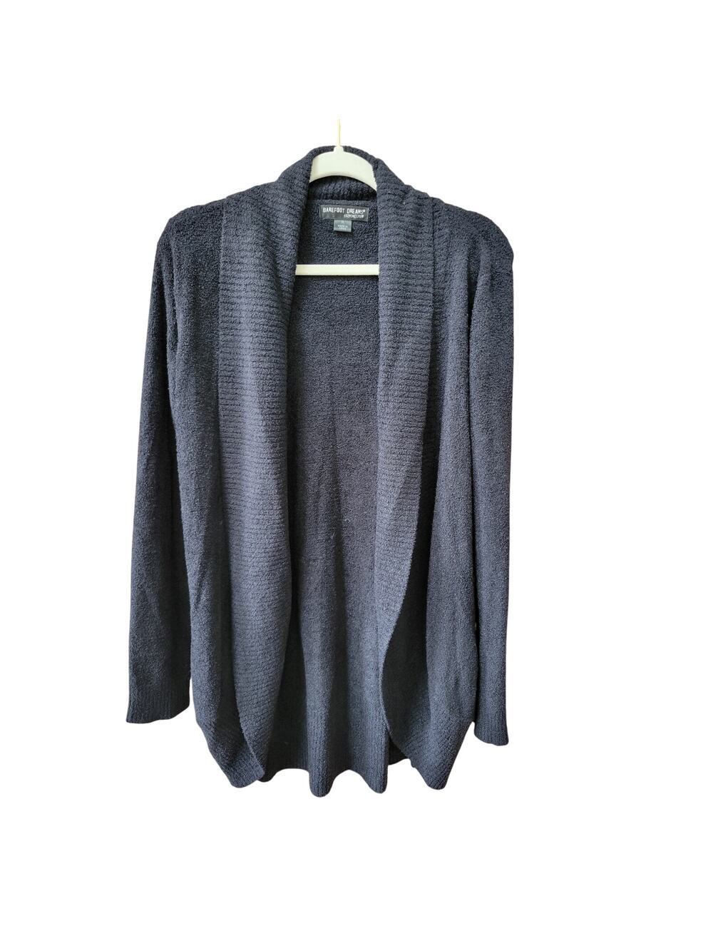Barefoot Dreams Cozy Chic Lite Black Cardigan Medium Pockets Soft Cozy Lounge